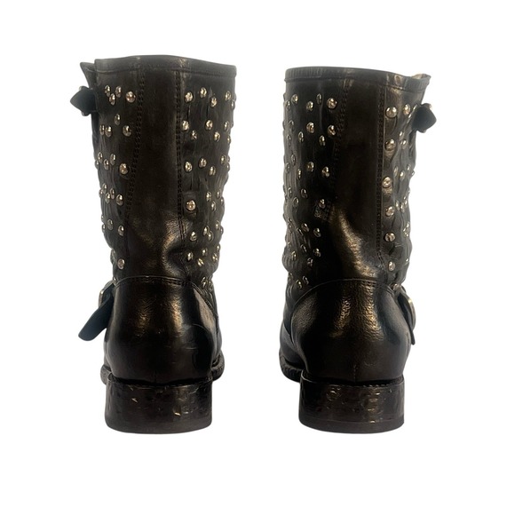 Frye sz 10B Jenna Studd Disc Antique Short Black Leather Biker Boots mint - Picture 6 of 12